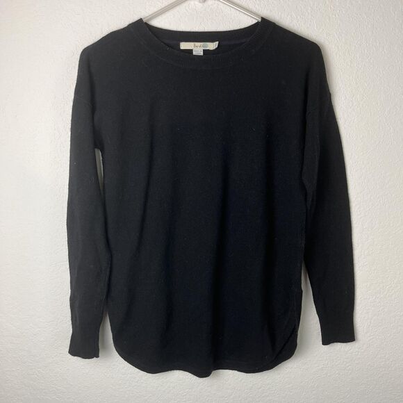 Boden Sweater Womens XS Black Wool Cashmere Blend Crewneck Pullover Side Slit - Picture 1 of 7